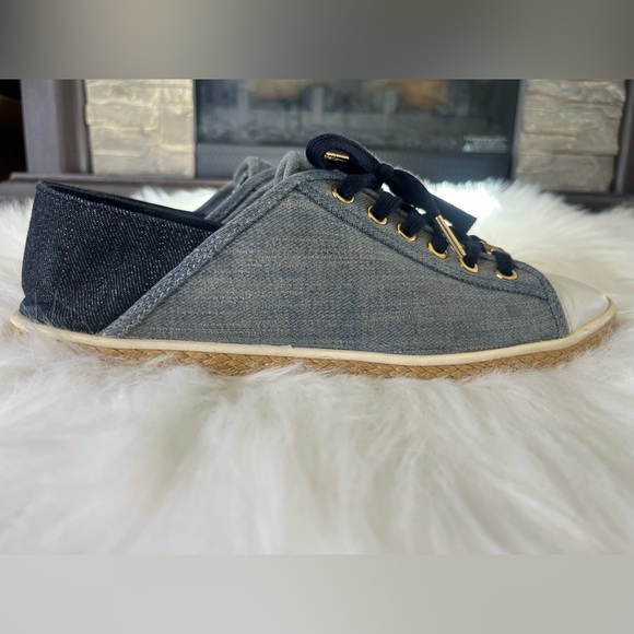MICHAEL Michael Kors Women’s Denim Kristy Lace Up Leather Canvas Shoes Size 9 - Picture 4 of 9